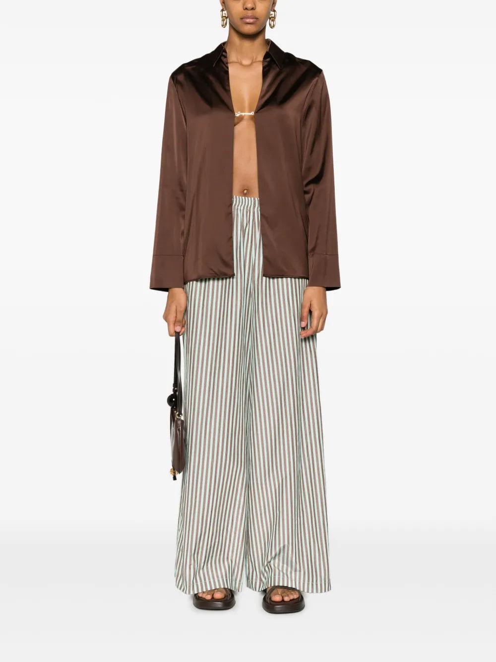 Wide-Leg Striped Trousers