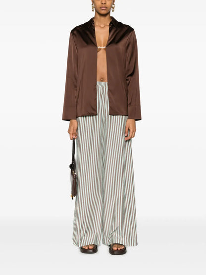 Wide-Leg Striped Trousers