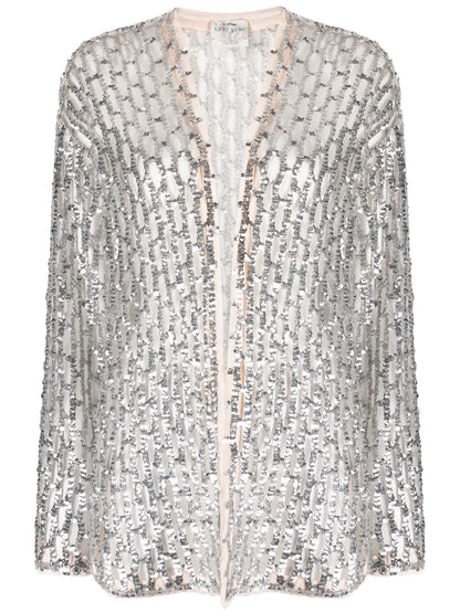 Cut-Out Sequin Tulle Jacket