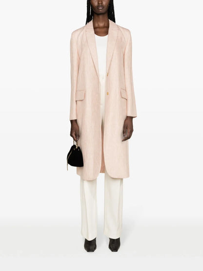 Single-Breasted Metallic-Tweed Midi Coat