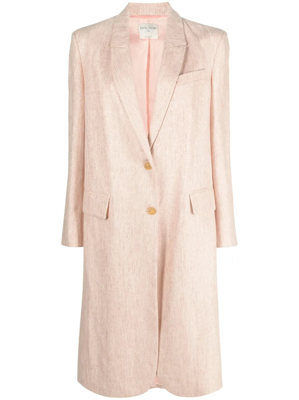 Single-Breasted Metallic-Tweed Midi Coat