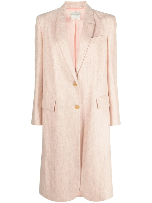 Single-Breasted Metallic-Tweed Midi Coat