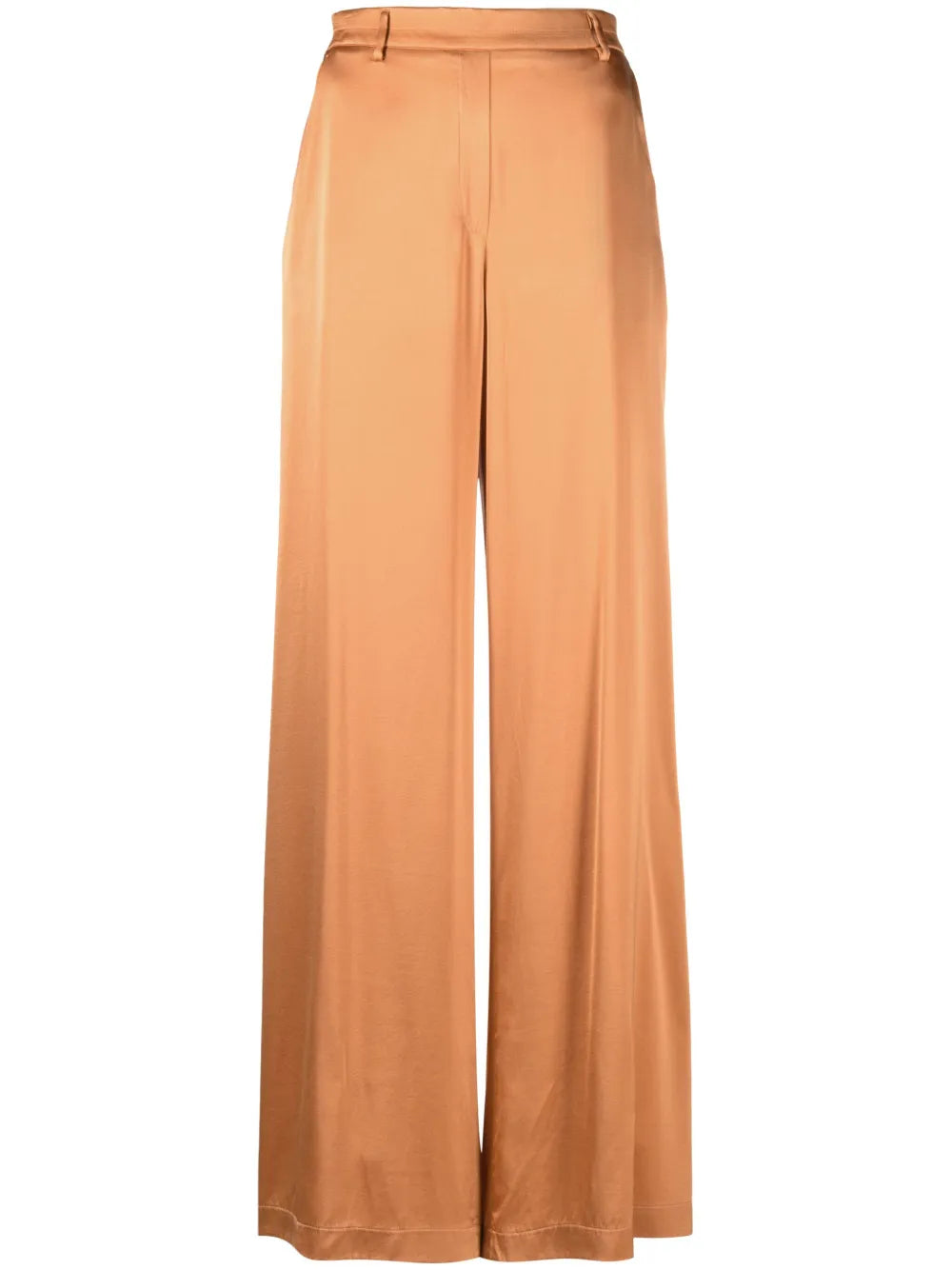 Faux-Plaquet Satin Silk Palazzo Pants