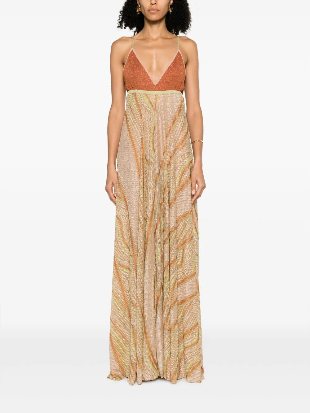 Metallic-Thread Fine-Ribbed Maxi Dress