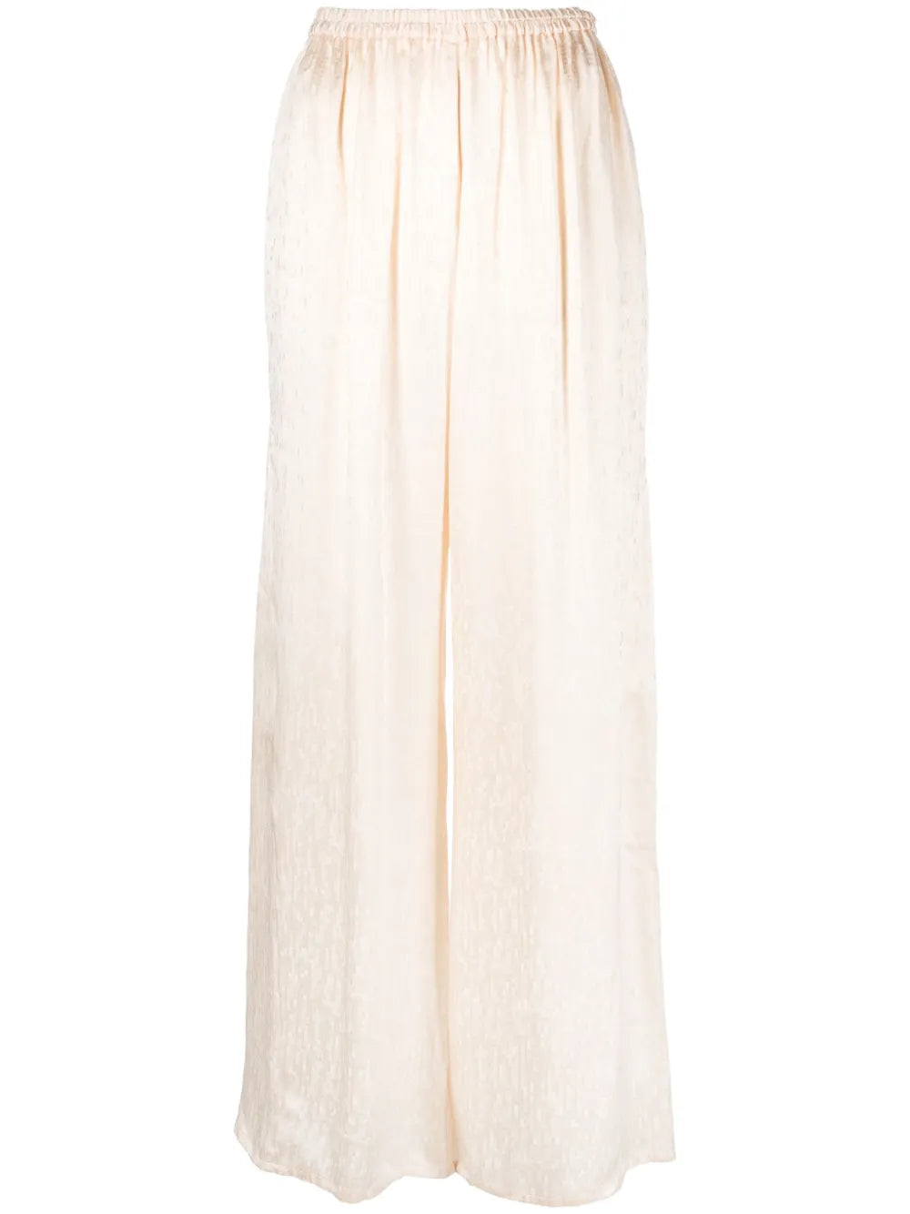 Check-Pattern Ruched-Detail Satin Palazzo Pants