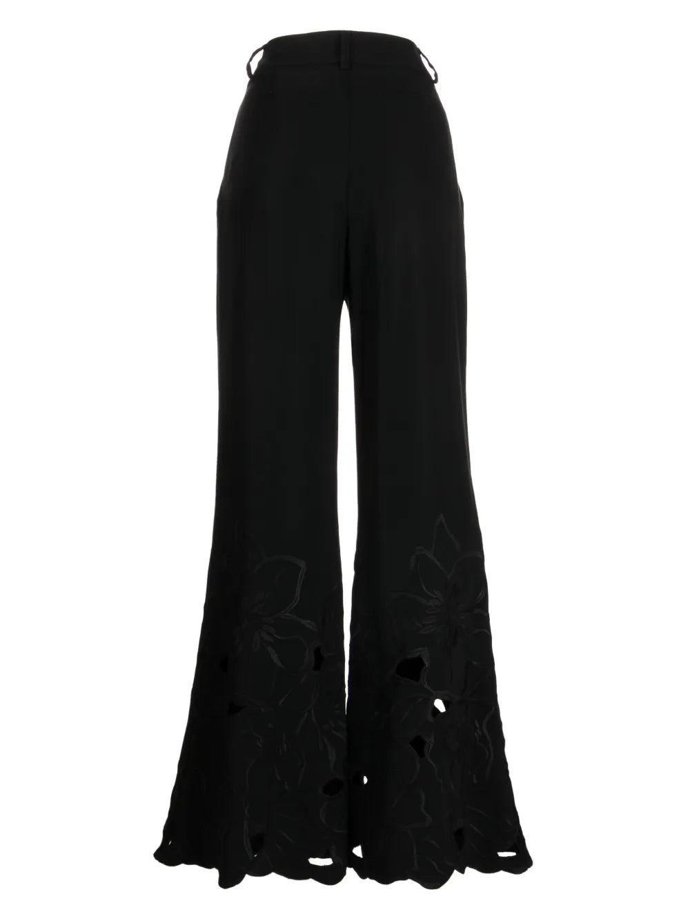 Embroidered Cut-Out Flared Trousers