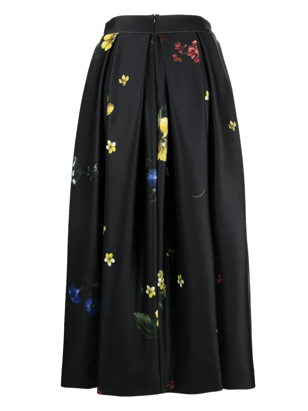 Floral-Print Scuba-Jersey Midi Skirt