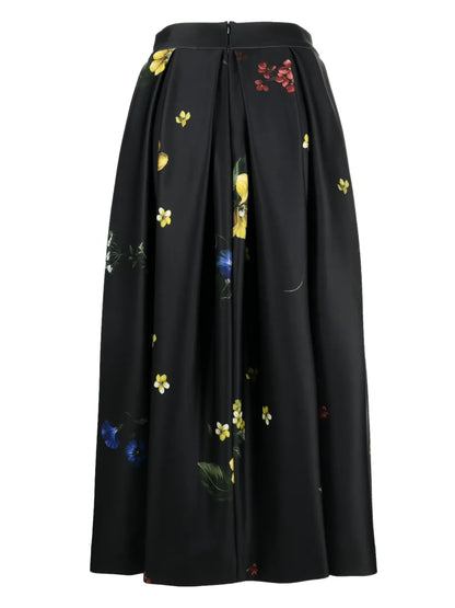 Floral-Print Scuba-Jersey Midi Skirt