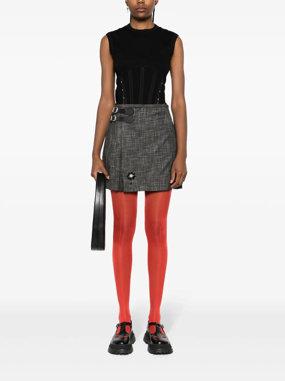 Tweed Pleated Miniskirt