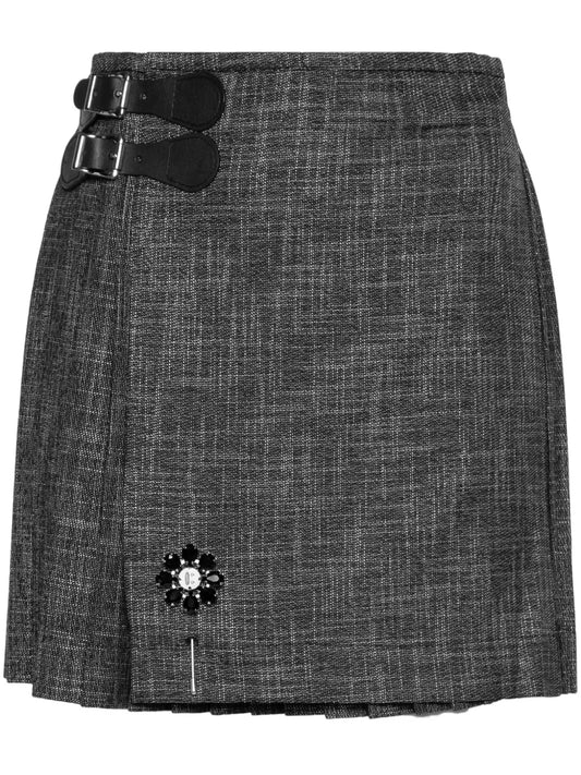 Tweed Pleated Miniskirt