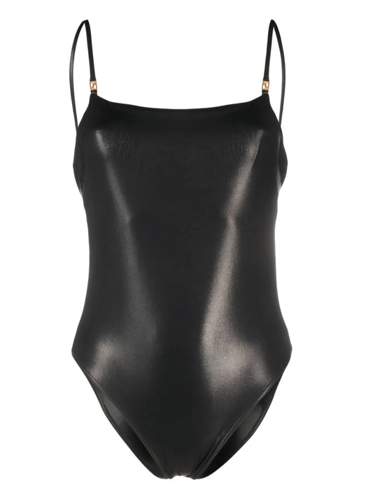 Greca-Detailed Low-Back Swimsuit