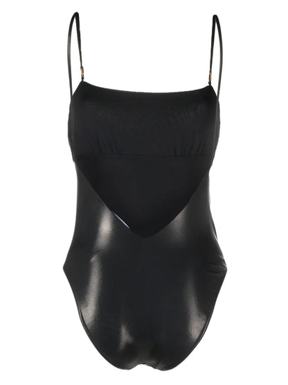 Greca-Detailed Low-Back Swimsuit