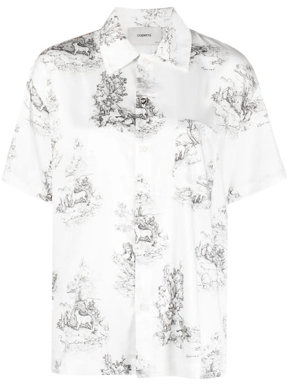 Toile De Jouy-Print Satin Shirt