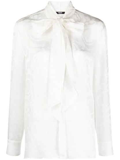 Barocco-Jacquard Satin Blouse