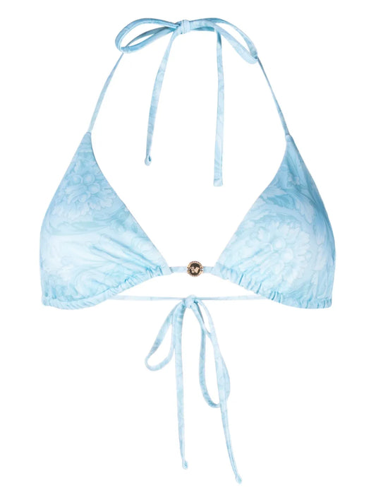 Barocco-Print Triangle Bikini Top
