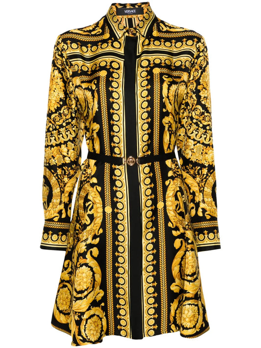 Heritage Baroque-Print Silk Minidress