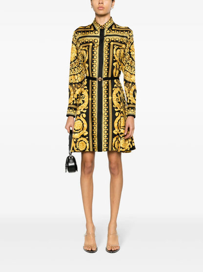 Heritage Baroque-Print Silk Minidress