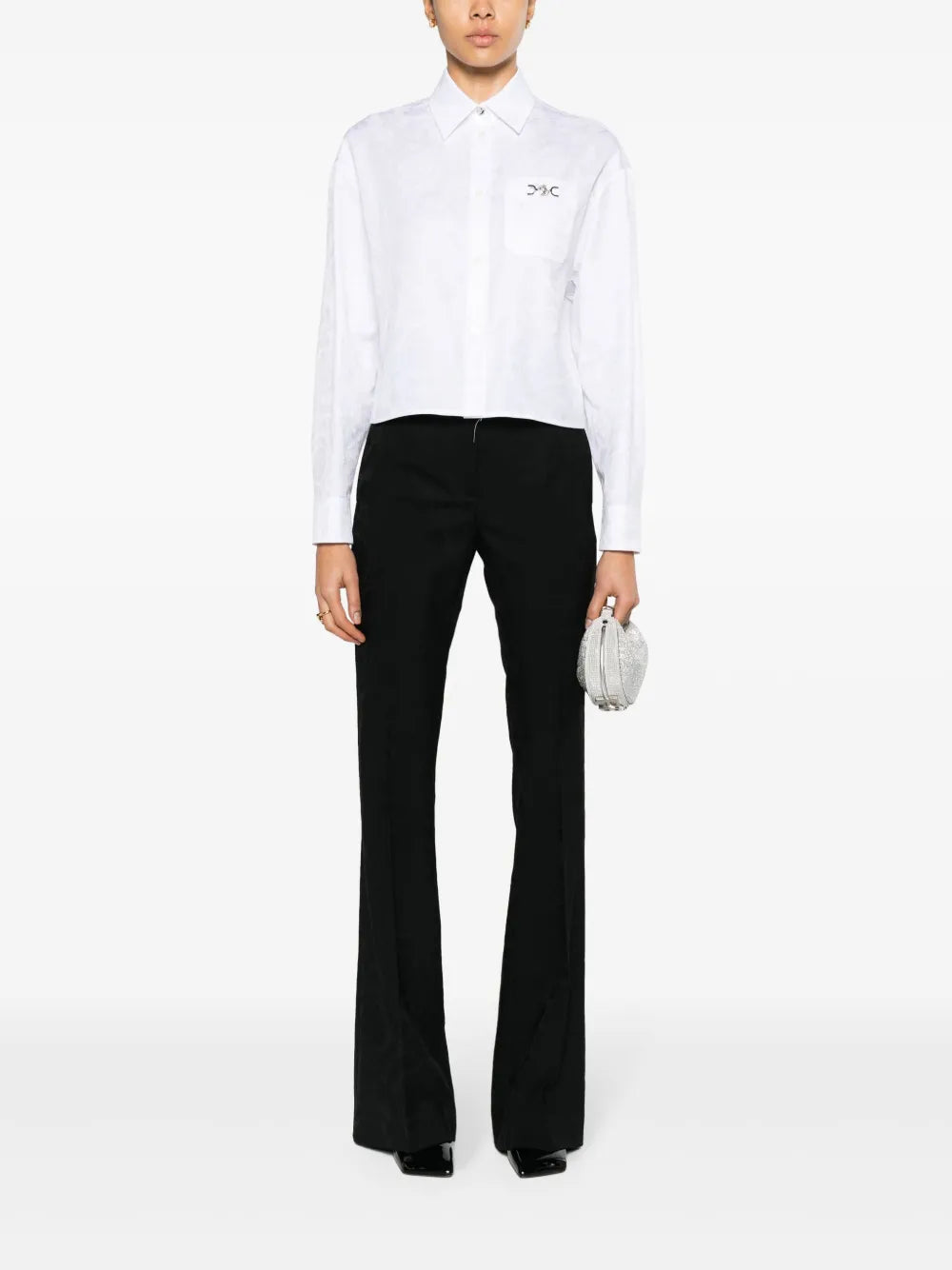 Baroque-Jacquard Flared Trousers