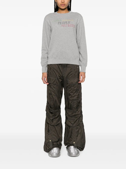Slogan-Embroidered Cotton Sweatshirt