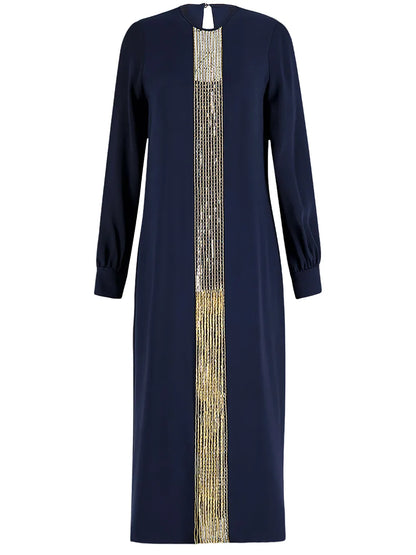 Embroidered Silk Midi Dress