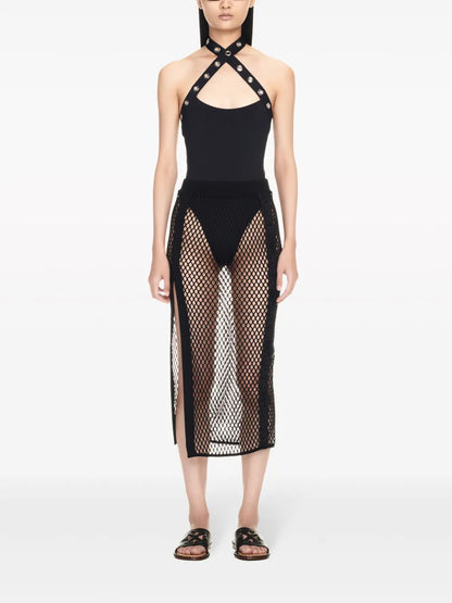 Logo-Tape Mesh Skirt