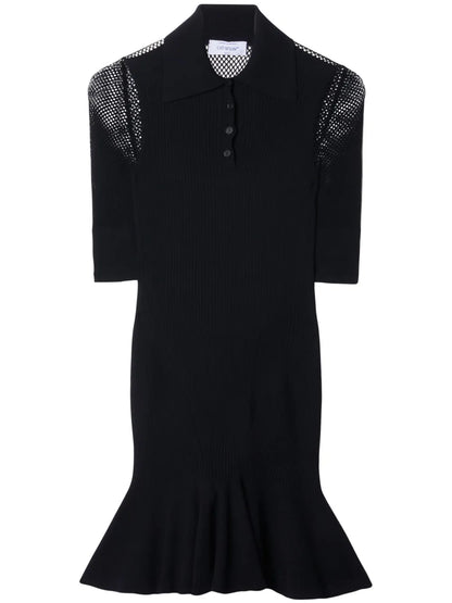 Arrow Half-Sleeve Fishnet Minidress