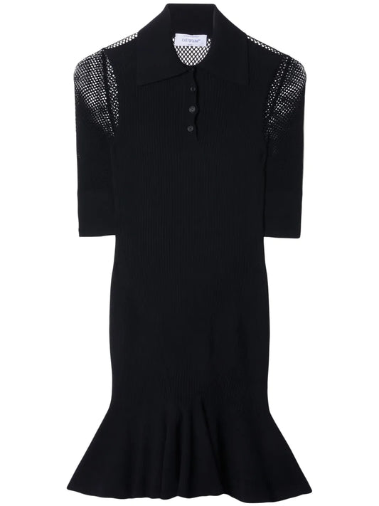 Arrow Half-Sleeve Fishnet Minidress