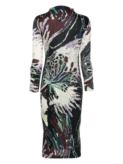 Frosty Forest Pleated Midi Dress