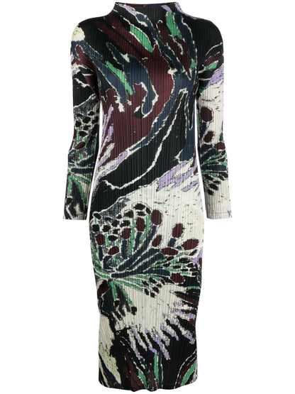 Frosty Forest Pleated Midi Dress