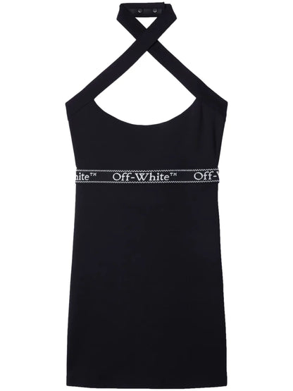 Logo-Waistband Criss-Cross Straps Minidress