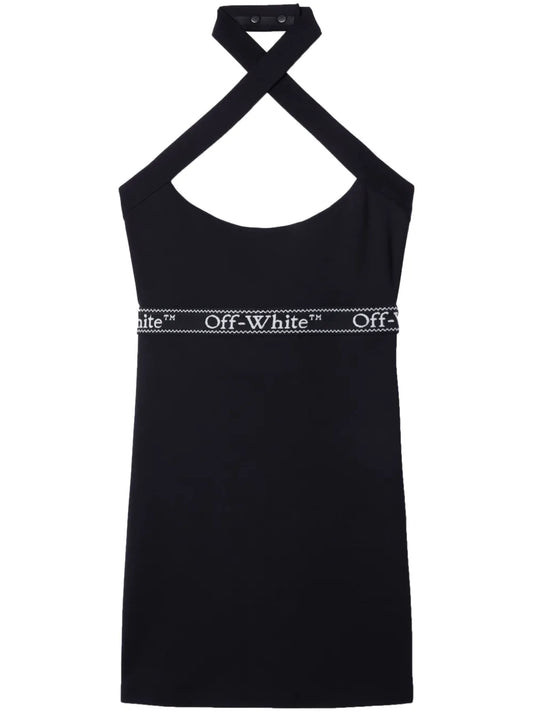 Logo-Waistband Criss-Cross Straps Minidress