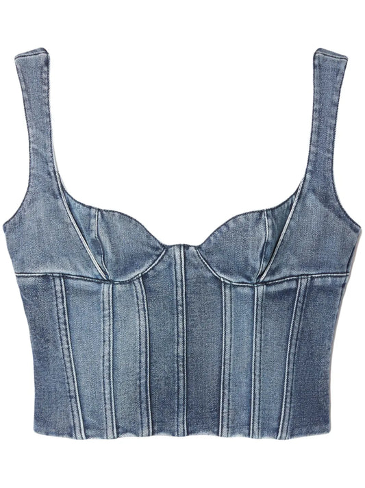 Bustier Denim Cropped Top