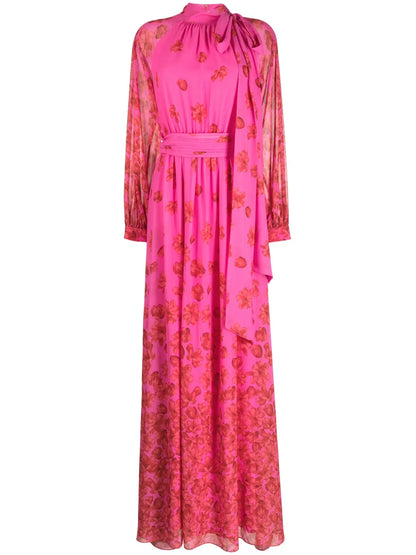 Vera Floral-Print Chiffon Gown