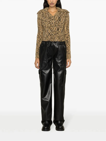 Drawstring-Waist Faux-Leather Trousers