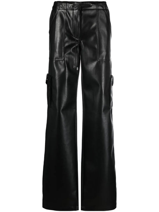 Drawstring-Waist Faux-Leather Trousers