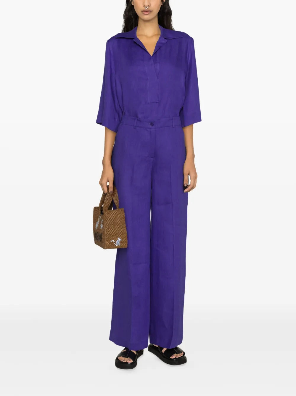 Straight-Leg Linen Trousers