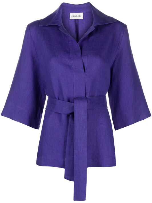 Belted Linen Blouse
