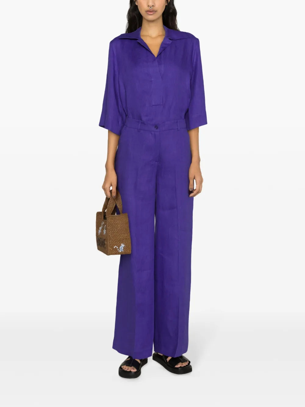 Belted Linen Blouse