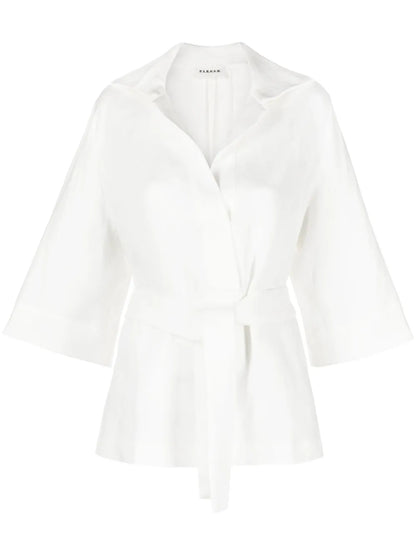 Belted Linen Blouse