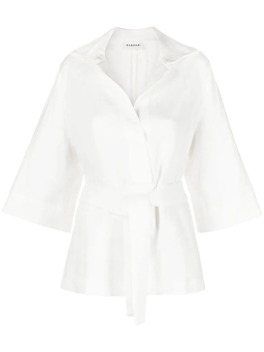 Belted Linen Blouse
