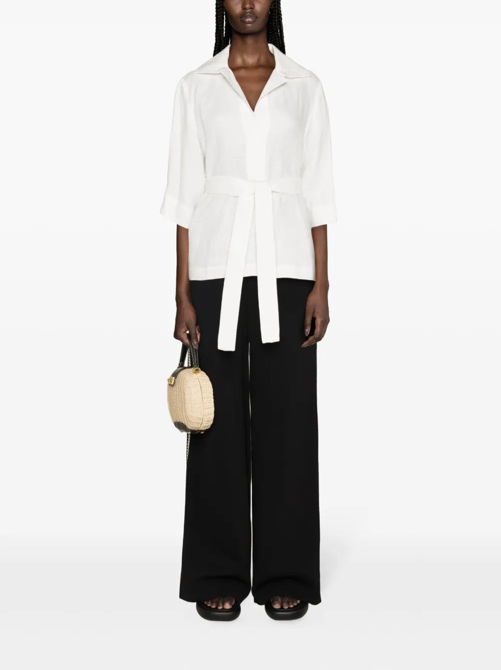 Belted Linen Blouse