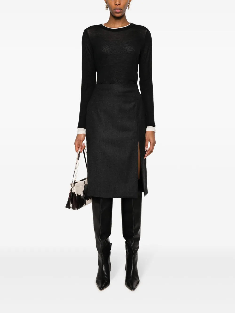 High-Waisted Virgin Wool Skirt