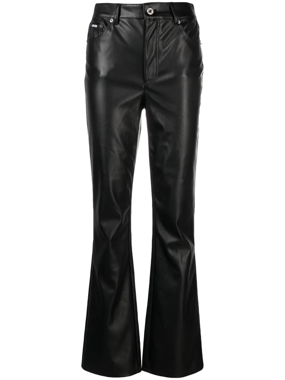 Flared-Leg Faux-Leather Trousers