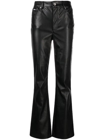 Flared-Leg Faux-Leather Trousers