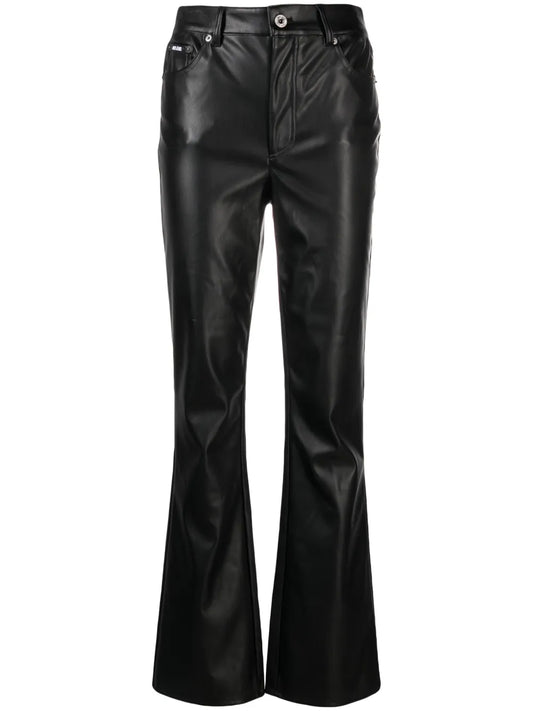 Flared-Leg Faux-Leather Trousers