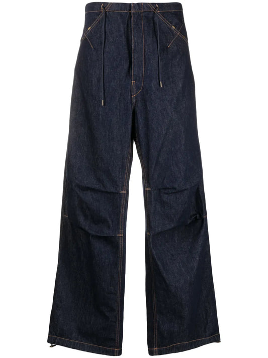 Daisy Contrast-Stitching Wide Leg Jeans