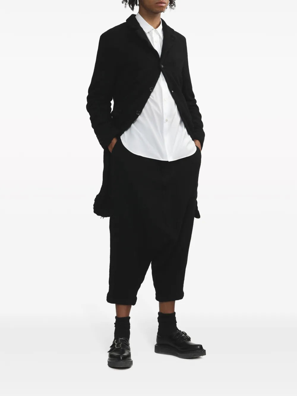Distressed Single-Breasted Coat