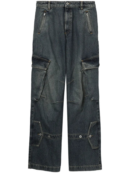 High-Rise Wide-Leg Cargo Jeans