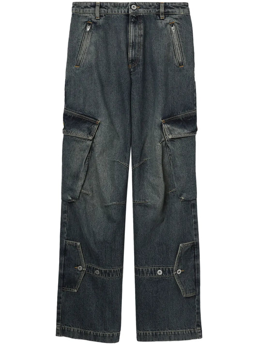 High-Rise Wide-Leg Cargo Jeans