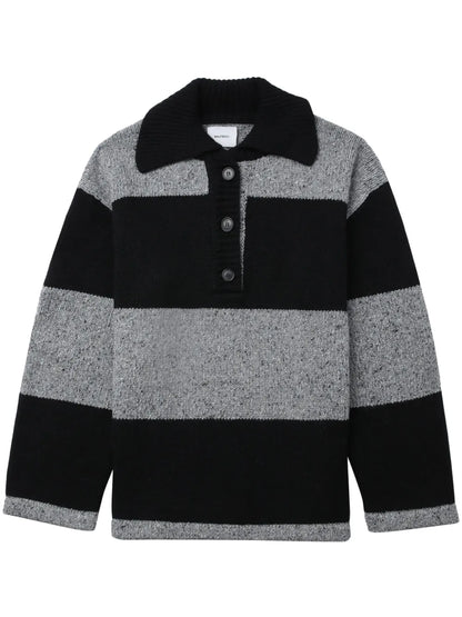 Spread-Collar Striped Jumper